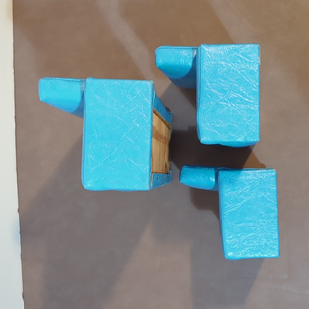 Doll Furniture Living Room Set of 3 Hand Crafted Vintage Blue Boat seat material - Picture 5 of 16